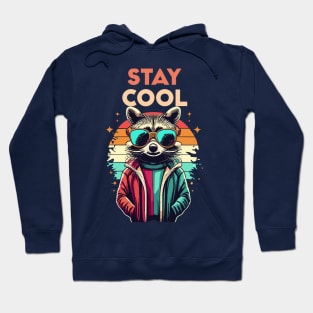 Stay Cool Funny Hip Raccoon With Sunglasses Retro Design Hoodie